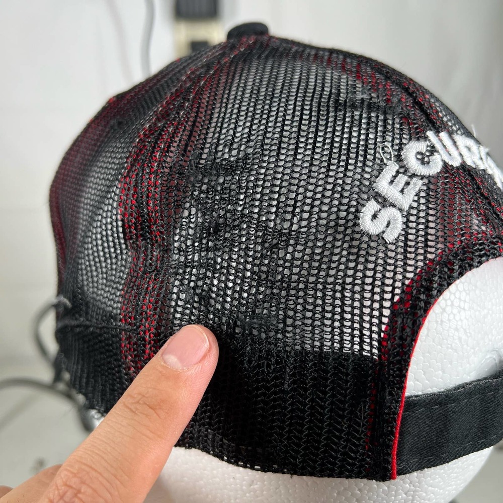 Racing Trucker Embroidered Baseball Cap Hat Red Black Flames Streetwear Vintage - Picture 8 of 9
